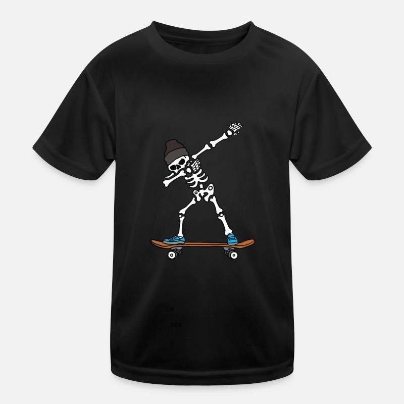 Dabbing skeleton on skateboard gift Kids Functional T-Shirt