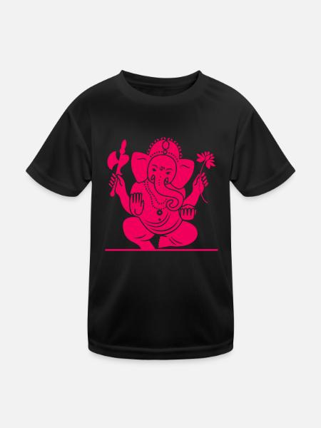 Ganesha Gott Hindu Hinduismus - Kinder Funktions-T-Shirt - Schwarz - Vorne