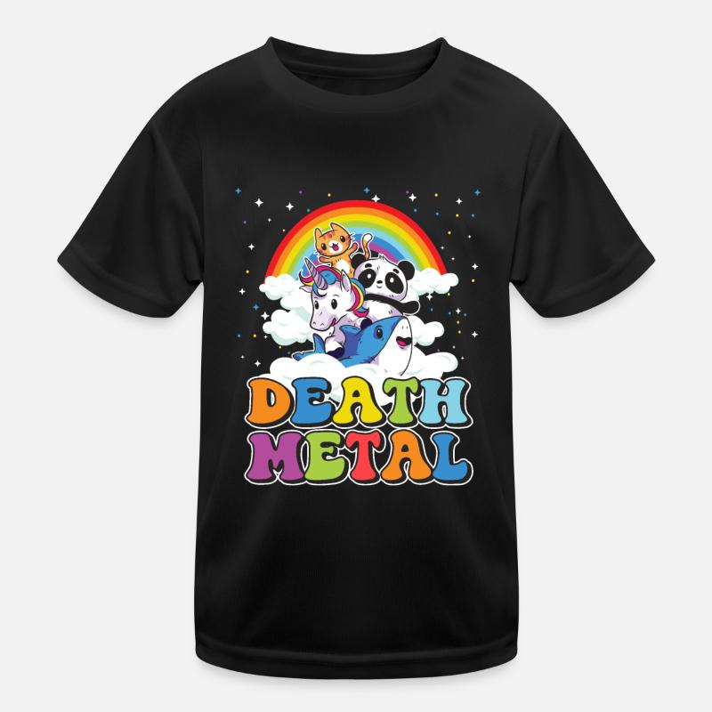 Death Metal Geschenk Heavy Regenbogen Einhorn Kinder Funktions-T-Shirt