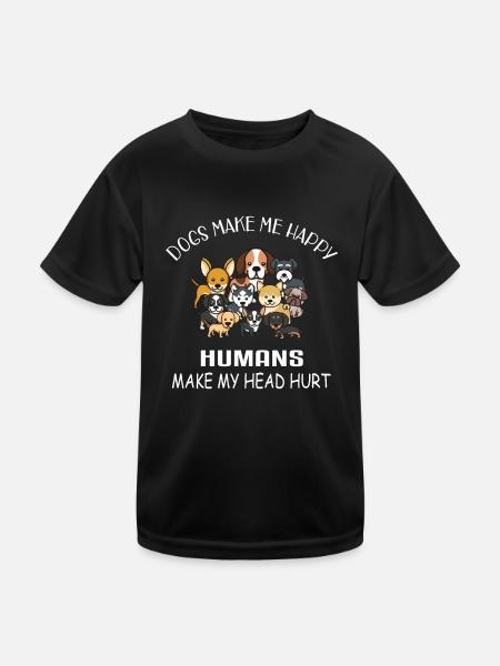 Dogs make me happy - dogs - Kids Functional T-Shirt - black - Front
