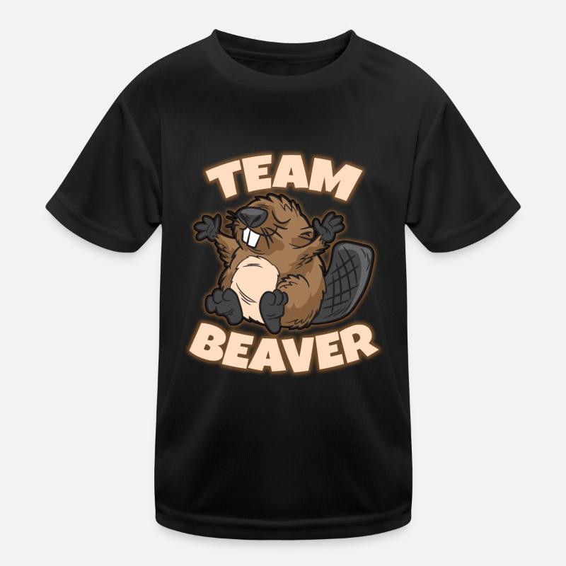 Team Beaver - Kinder Funktions-T-Shirt - Schwarz