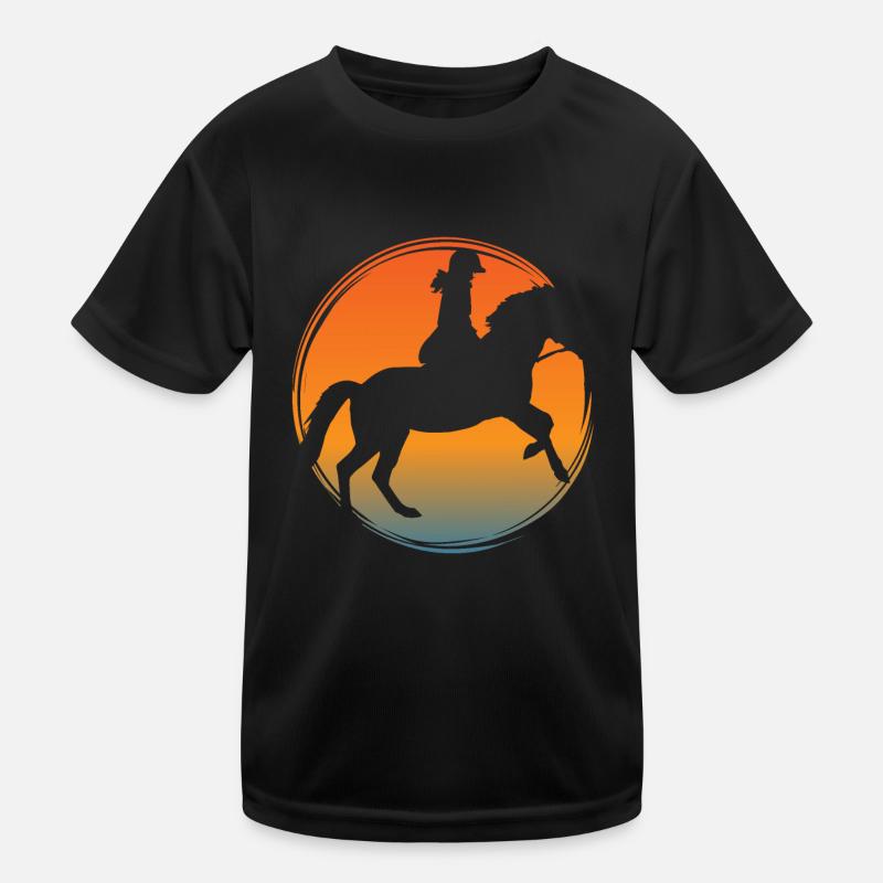 Chevaux montés dans des écuries avec cavalier T-shirt sport Enfant