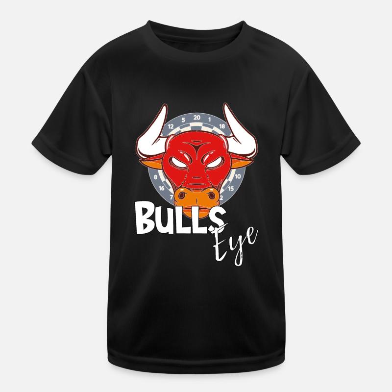 Bullseye, lustiges Dartspielergeschenk mit Bulle Kinder Funktions-T-Shirt