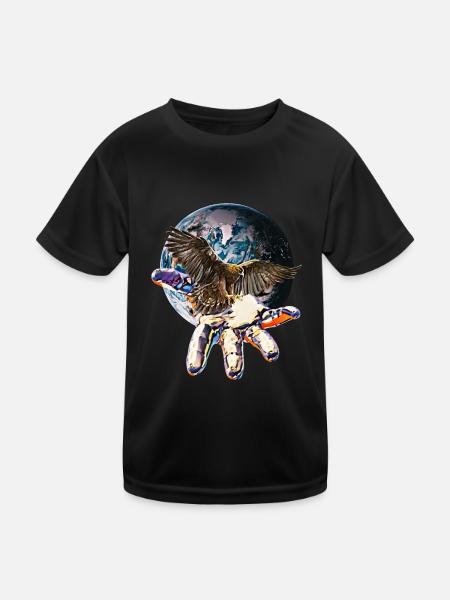 Adler - Kinder Funktions-T-Shirt - Schwarz - Vorne