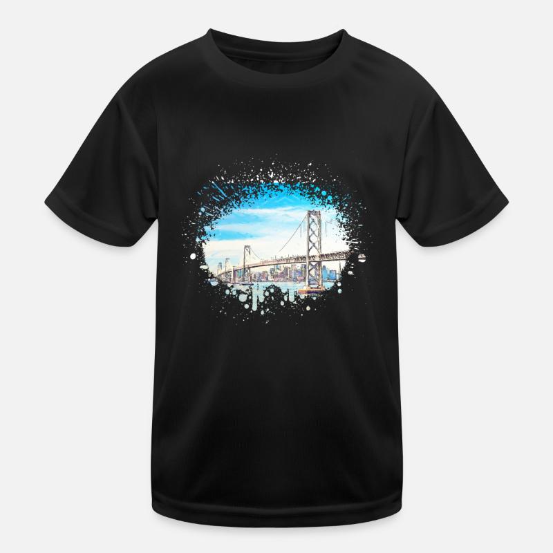 Es zeigt die Golden Gate Bridge Design Kinder Funktions-T-Shirt
