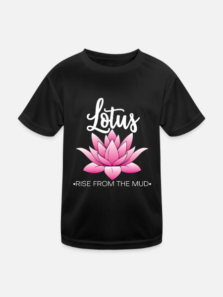 Lotus Blossom Flower Namaste - Kids Functional T-Shirt - black - Front