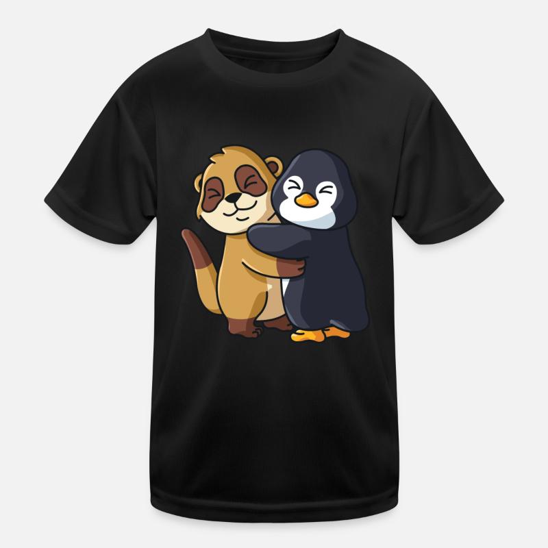 Erdmännchen mit Pinguin Liebe süßes niedliche Kinder Funktions-T-Shirt