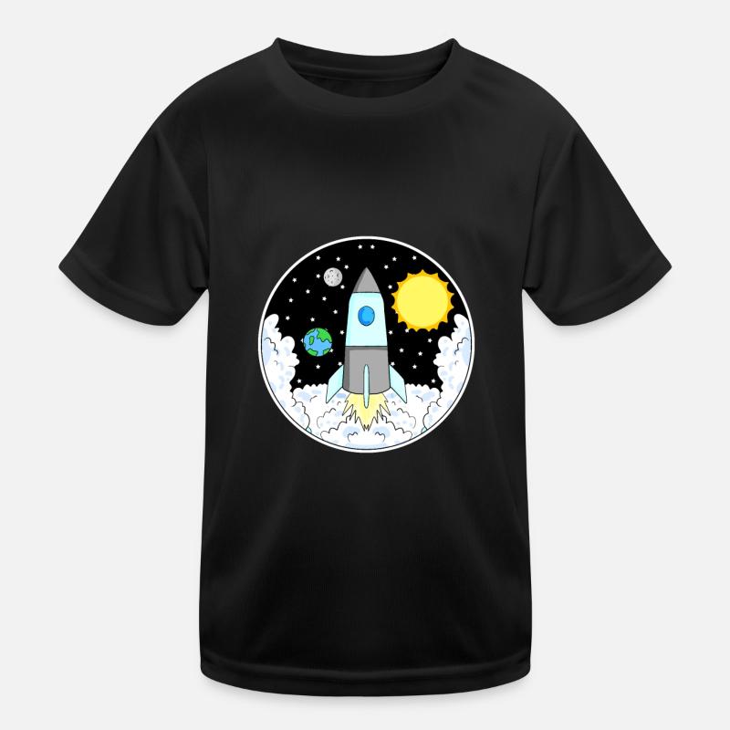 Rakete Weltall Kinder Funktions-T-Shirt