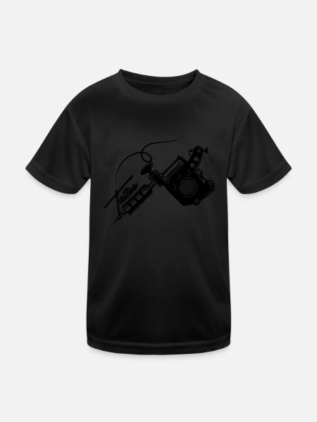 Tattoo Tätowiert - Kinder Funktions-T-Shirt - Schwarz - Vorne