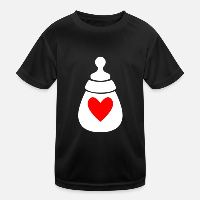 Milchflasche mit Herz Kinder Funktions-T-Shirt