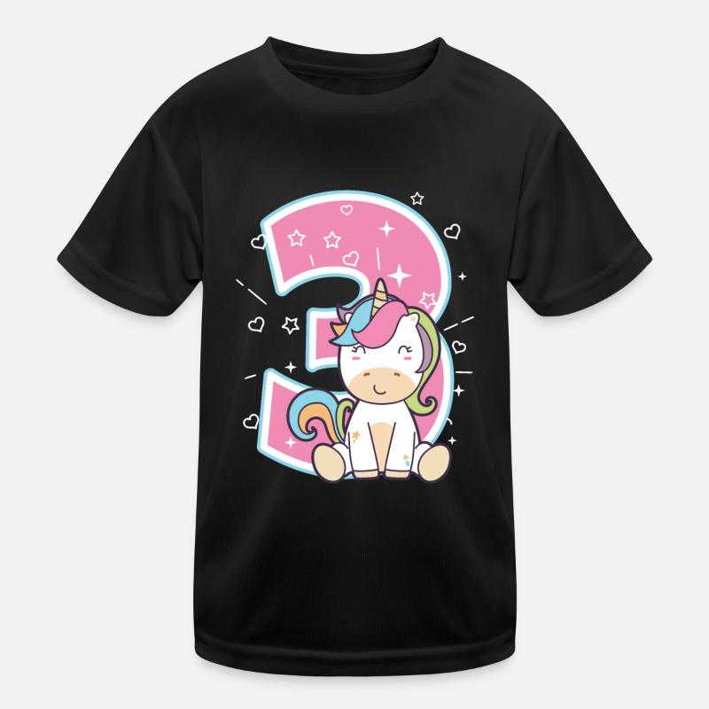 Third Birthday 3 Year Gift Unicorn Kids Functional T-Shirt
