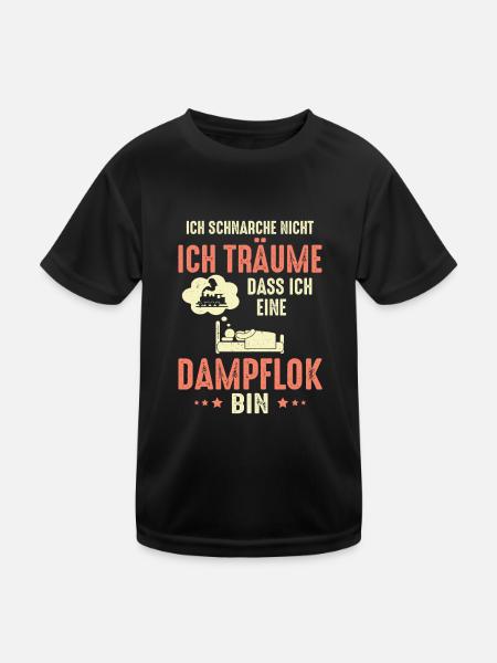 Ich schnarche nicht ich träume Dampflok Eisenbahn - Kinder Funktions-T-Shirt - Schwarz - Vorne