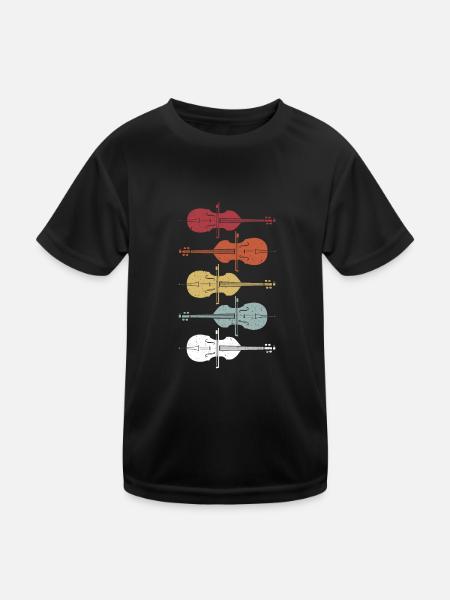 Kontrabass - Kinder Funktions-T-Shirt - Schwarz - Vorne