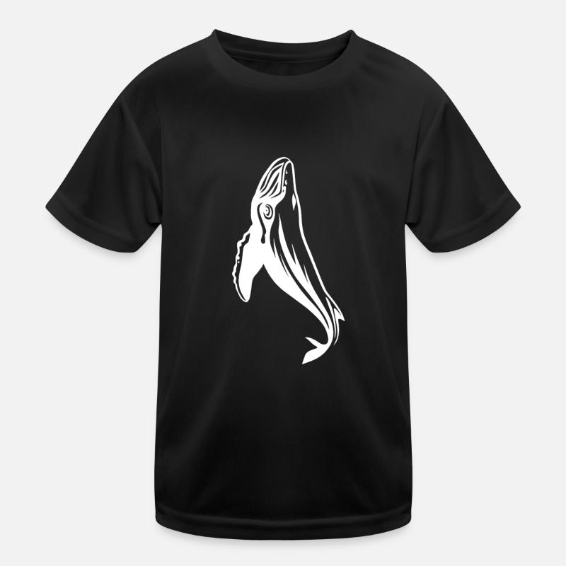 Buckelwal - Kinder Funktions-T-Shirt - Schwarz