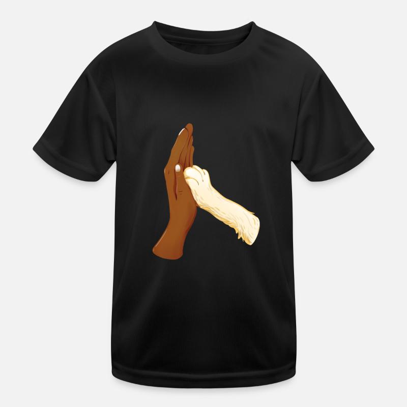 High Five mit Hund schwarze Hand Kinder Funktions-T-Shirt