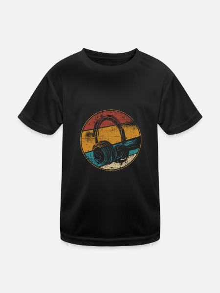 Kopfhörer vintage - Kinder Funktions-T-Shirt - Schwarz