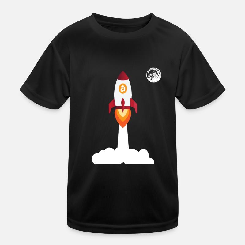 Bitcoin Rocket Moon - Cryptocurrency Bitcoins Kids Functional T-Shirt