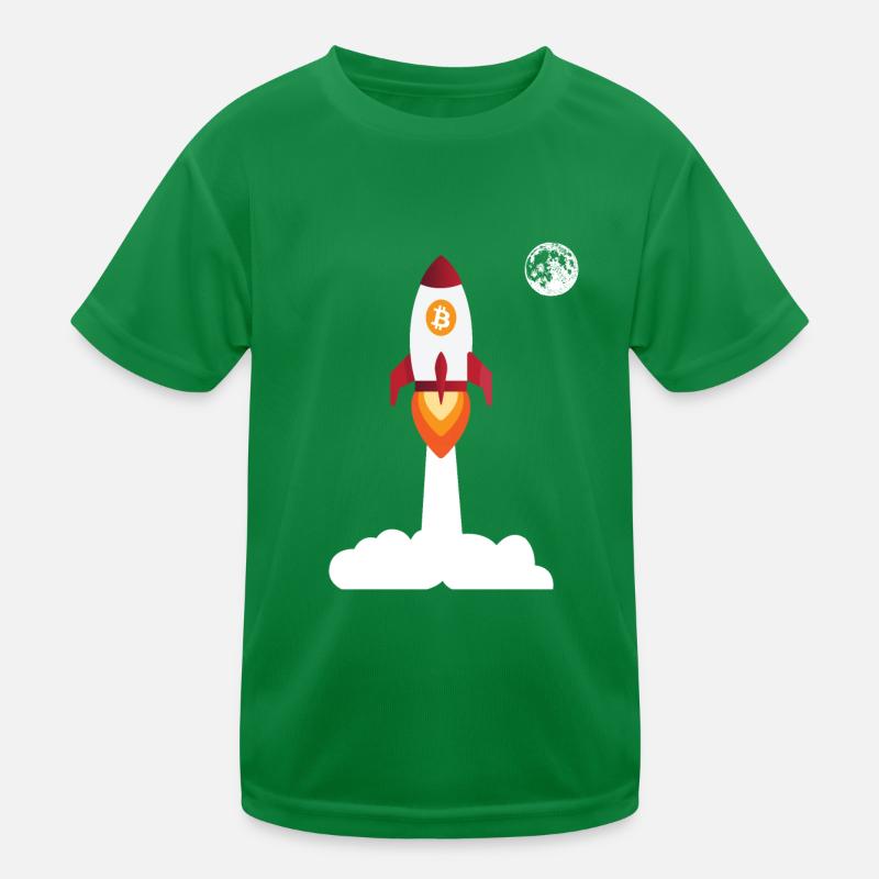 Bitcoin Rocket Moon - Cryptocurrency Bitcoins Kids Functional T-Shirt