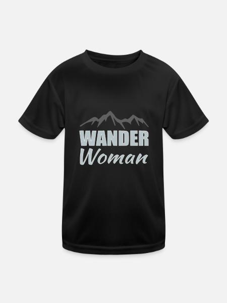 Wander Woman Wandern - Kinder Funktions-T-Shirt - Schwarz - Vorne