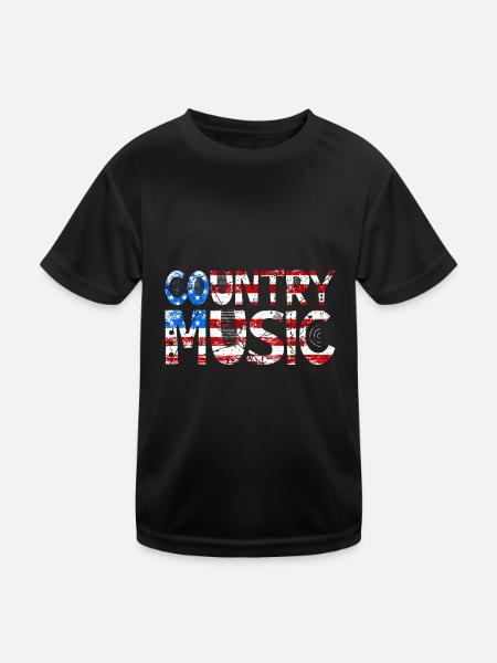 Country Musique Rétro Vintage Guitare - T-shirt sport Enfant - noir - Devant