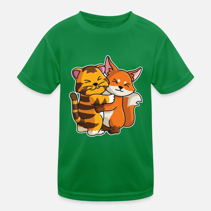 tabby cat and fox cute Hug Cuddle Animals Kids Functional T-Shirt