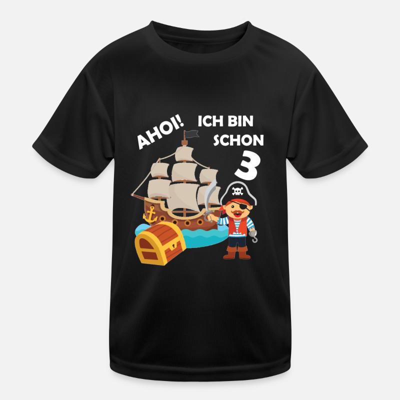 Ahoi ich bin schon 3 Pirat Kinder Funktions-T-Shirt