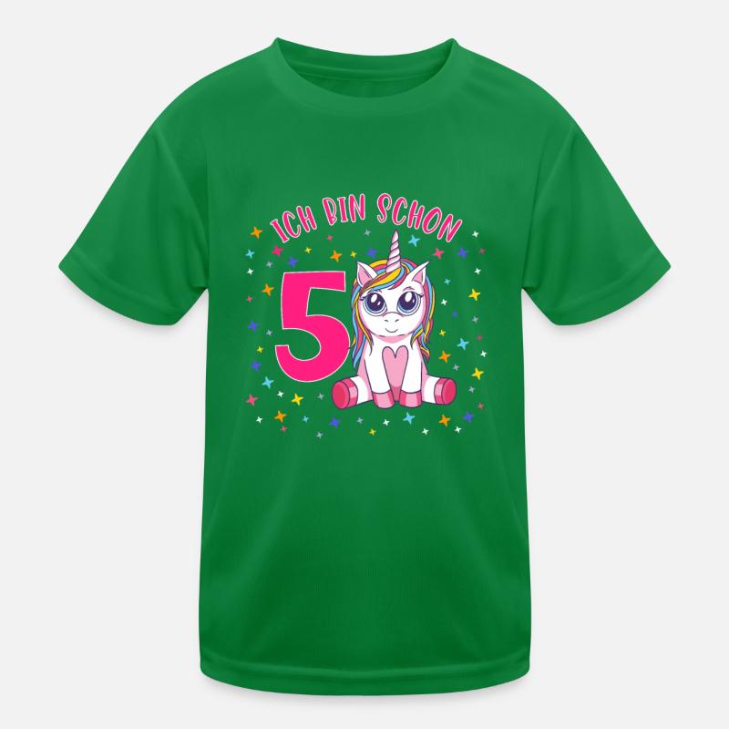 ich bin schon 5 Einhorn Geburtstag Kind Mädchen Kinder Funktions-T-Shirt