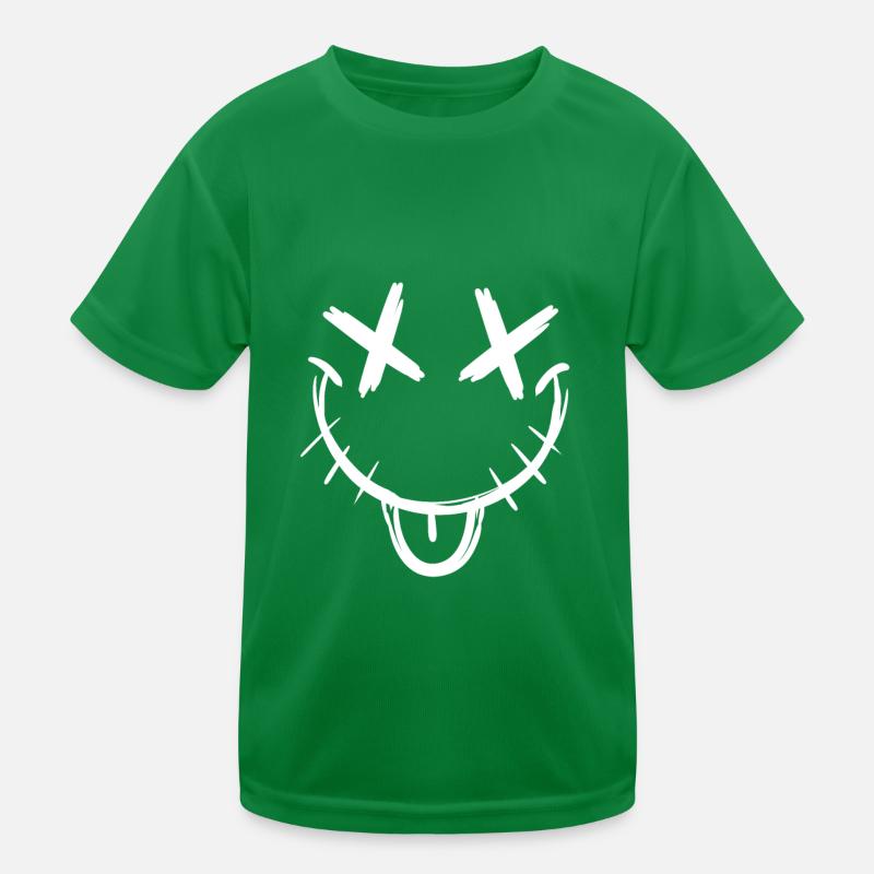 Smile avec x yeux langue et fermeture éclair bouche T-shirt sport Enfant