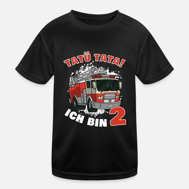 2. Geburtstag Feuerwehrwagen Junge Feuerwehrmann Kinder Funktions-T-Shirt