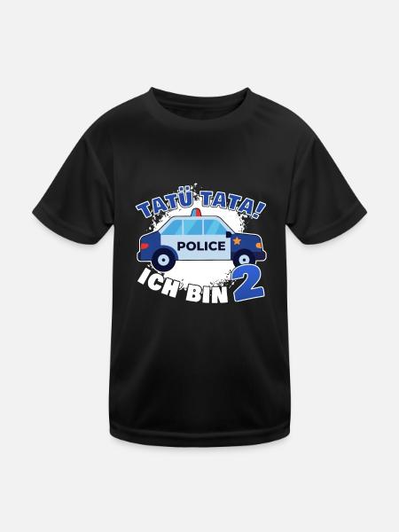 2. Geburtstag Polizeiauto Junge Polizist Polizei - Kinder Funktions-T-Shirt - Schwarz - Vorne