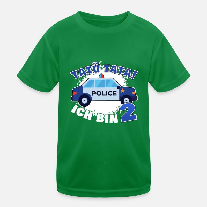 2. Geburtstag Polizeiauto Junge Polizist Polizei Kinder Funktions-T-Shirt