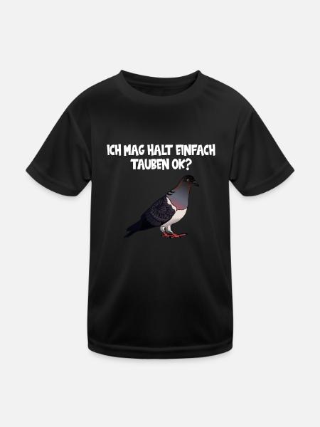 Taube Taubenverein Ich mag halt einfach Tauben ok - Kinder Funktions-T-Shirt - Schwarz - Vorne