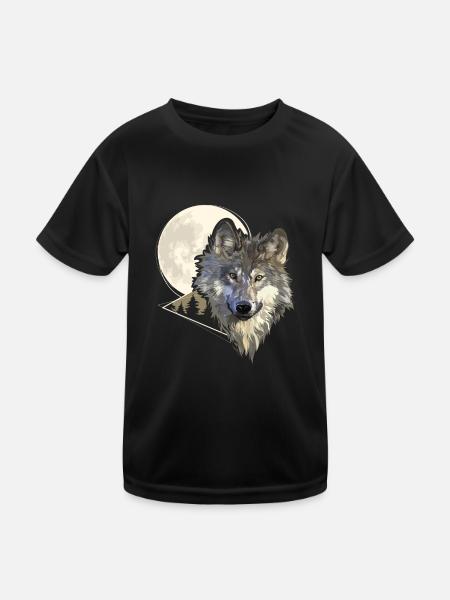 Grey Wolf Hunting In The Mountains Wolf - Kids Functional T-Shirt - black - Front