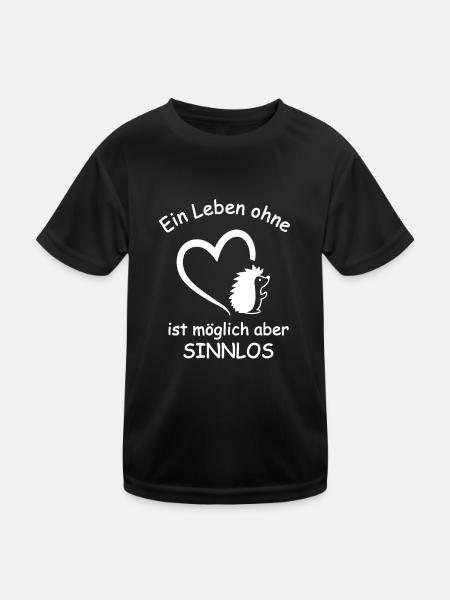 Igel Spruch Herz Stacheltier Stacheligel Geschenk - Kinder Funktions-T-Shirt - Schwarz - Vorne