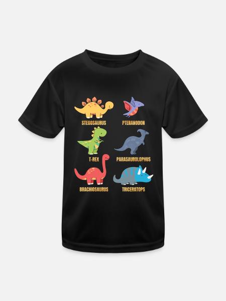 Types Of Dinosaurs Dino Identification - Cute - Kinder Funktions-T-Shirt - Schwarz - Vorne