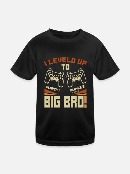 I Leveled Up To Big Bro - Neuer Gaming Bruder - Kinder Funktions-T-Shirt - Schwarz - Vorne