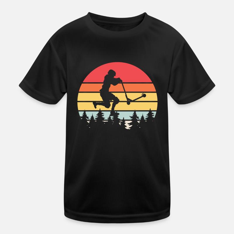 Scooter Stunt Roller Retro Geschenkidee Kinder Funktions-T-Shirt