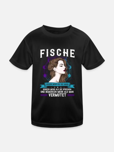 Pisces Tierkreiszeichen, Fische - Kinder Funktions-T-Shirt - Schwarz - Vorne