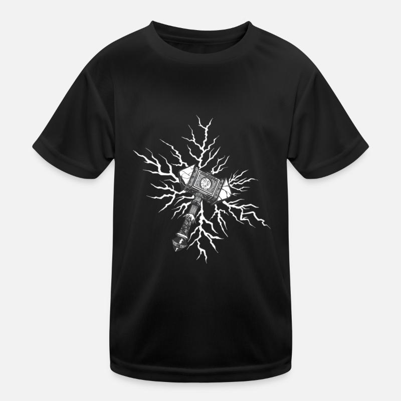 Hammer Wikinger Valhalla Vikinger Hammer Thor Odin - Kinder Funktions-T-Shirt - Schwarz