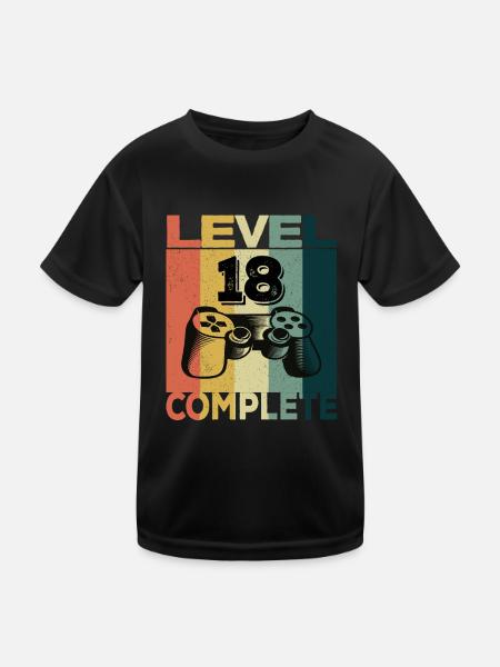 18th Birthday Young Man 2003 Level 18 Years Game - Kids Functional T-Shirt - black - Front