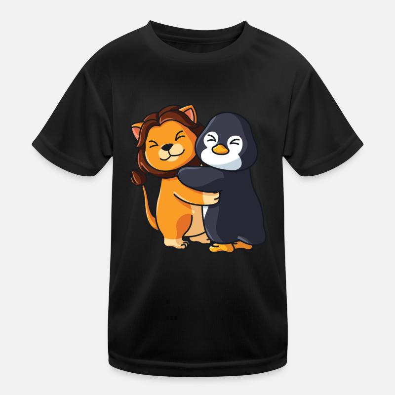 Lion and Penguin cute Hug Cuddle Animals Kids Functional T-Shirt