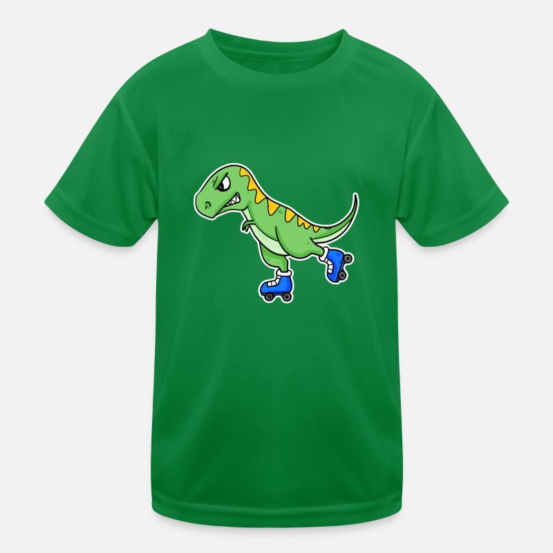 Inline Skating Dinosaur Kids Functional T-Shirt