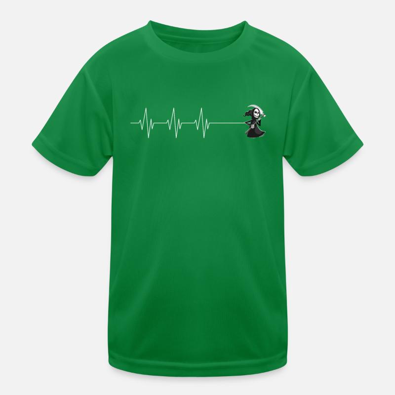 Sensenmann Heartbeat Herzschlag EKG Schwarzer Kinder Funktions-T-Shirt