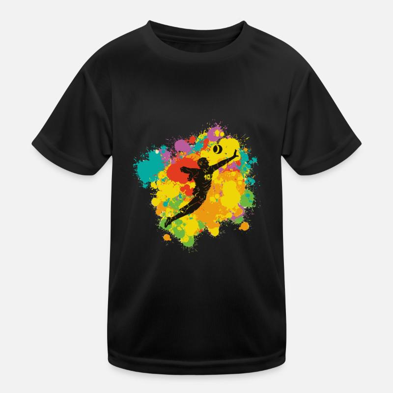 Faustballspieler mit Farbspritzer Kinder Funktions-T-Shirt