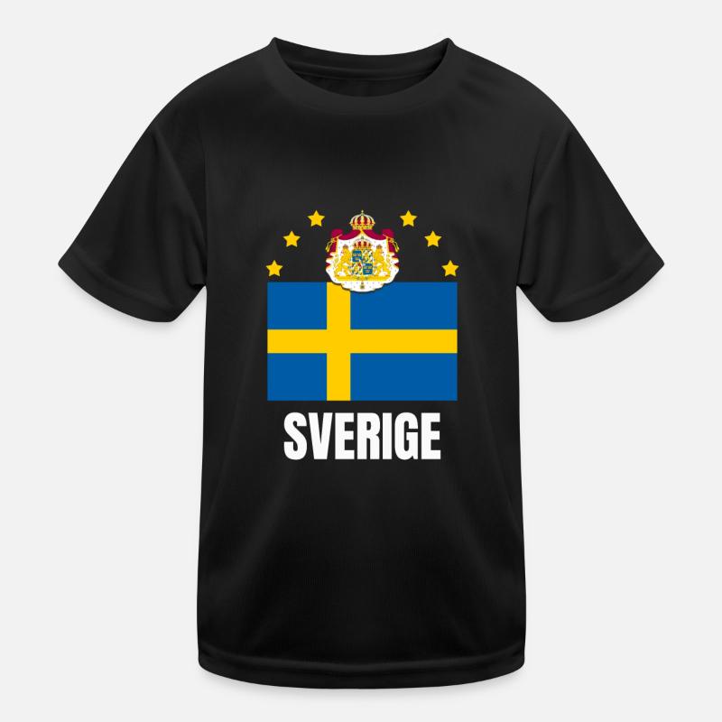 Drapeau de la Suède Drapeau National Orgueil - T-shirt sport Enfant - noir