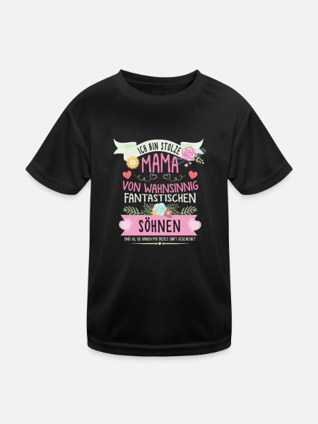 Ich bin stolze Mama von fantastischen Söhnen - Kinder Funktions-T-Shirt - Schwarz - Vorne