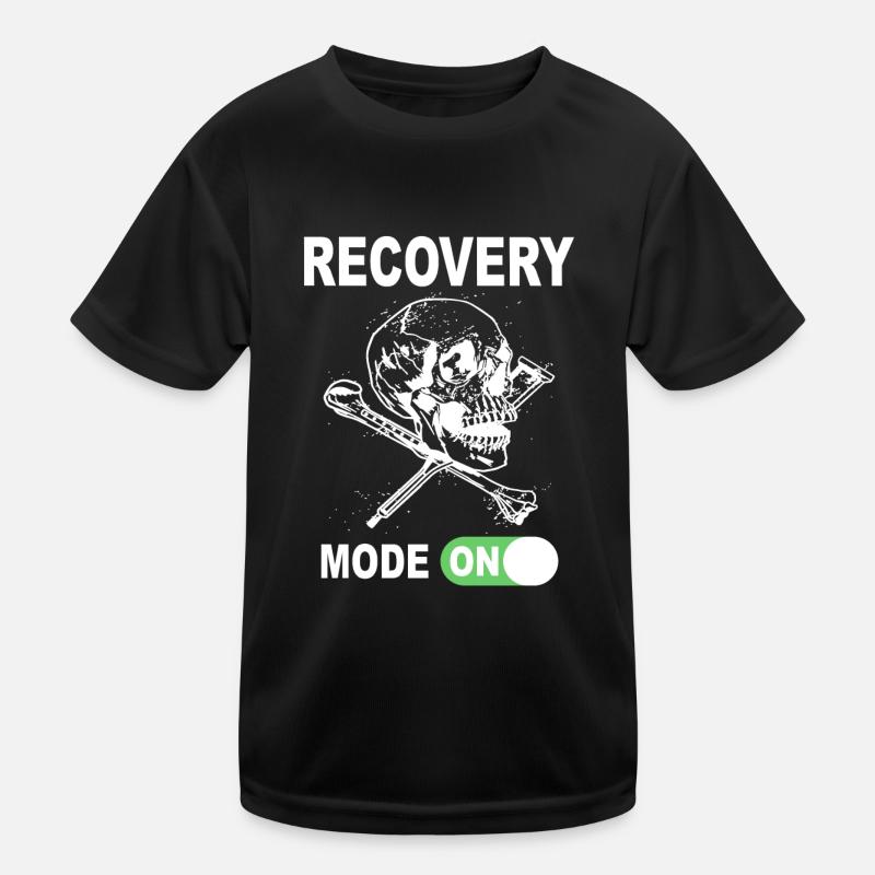 Recovery Mode On - Skull with crutches Kids Functional T-Shirt