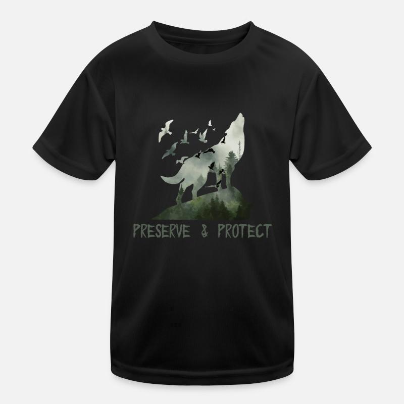 Preserve & Protect Umweltschutz Klimaschutz Wolf Kinder Funktions-T-Shirt
