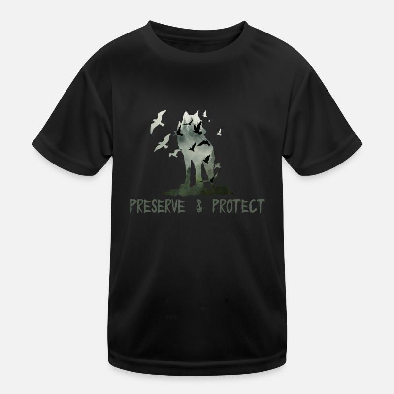 Preserve & Protect Umweltschutz Klimaschutz Wolf Kinder Funktions-T-Shirt