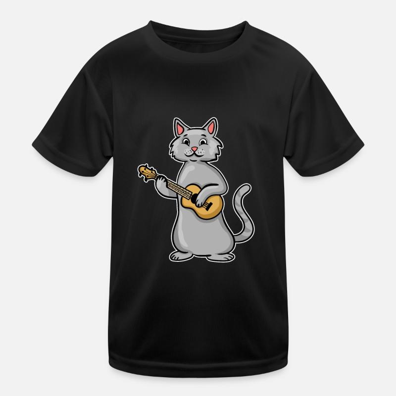 Ukulele Cat - Kids Functional T-Shirt - black